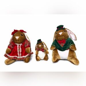 Vintage Christmas Plush Bunny Family Set Toys R Us 1985